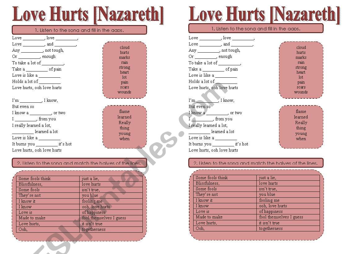 SONG!!! Love Hurts [Nazareth] - Printer-friendly version included